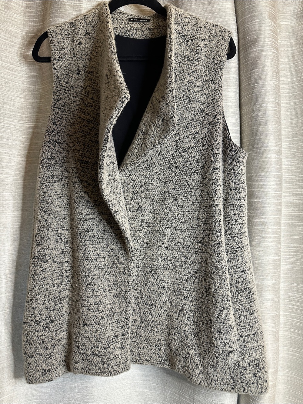 Club Monaco Sleeveless Open-Front Bouclé Vest Sweater - Gray